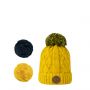 Bonnet enfant 6-12 ans avec 3 pompons interchangeables Jus de pomme Yellow