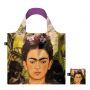 Sac shopping pliable avec pochette zip 50cm Frida Kahlo Selfportrait with Hummingbird Bag