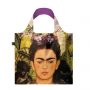 Sac shopping pliable avec pochette zip 50cm Frida Kahlo Selfportrait with Hummingbird Bag