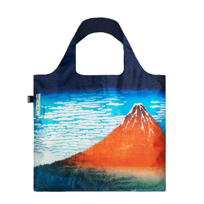 Sac shopping pliable avec pochette zip 50cm Katsushika Hokusai Red Fuji, Mountains in Clear Weather Bag