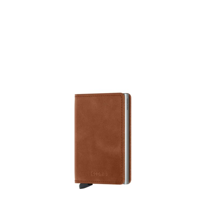 Porte-cartes Slimwallet Vintage anti-RFID 10.2 cm Cognac-Silver