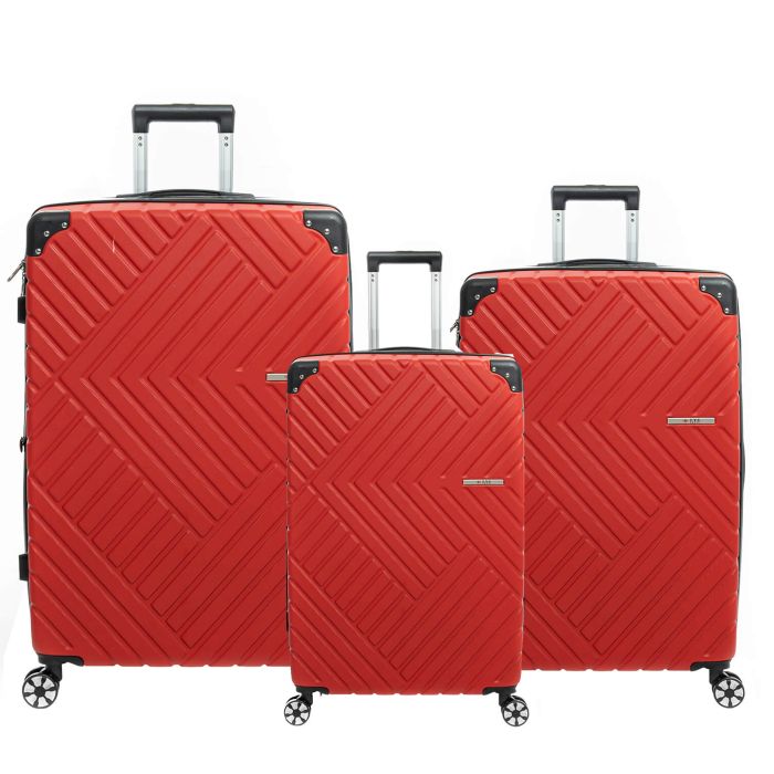 Lot de 3 valises rigides 2123 56, 67 et 77 cm Rouge