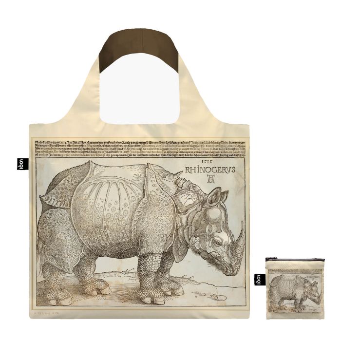 Sac shopping pliable avec pochette zip 50cm Albrecht Duerer Rhinocerus