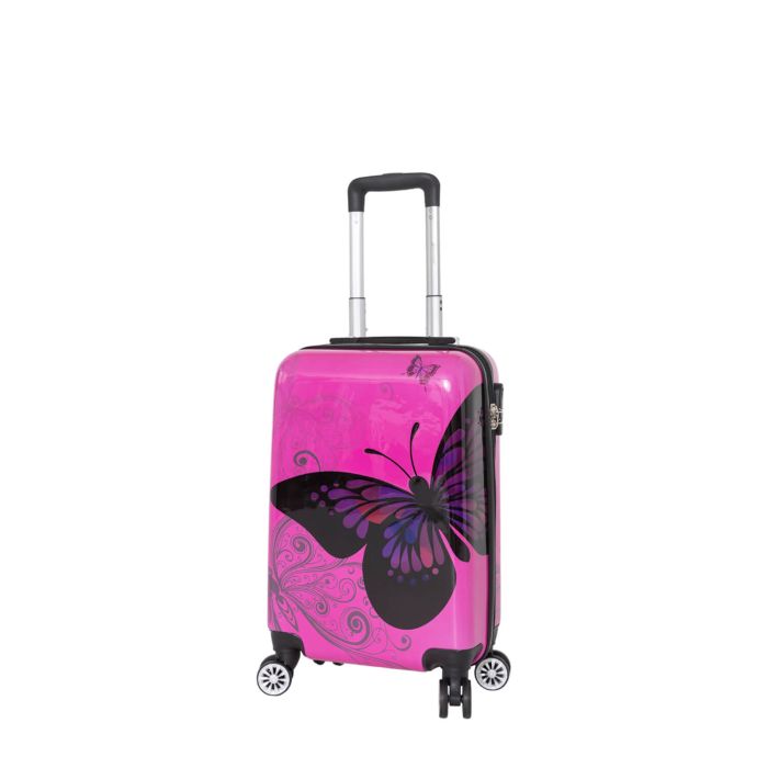 Valise cabine rigide 26820B 55 cm Papillon rose