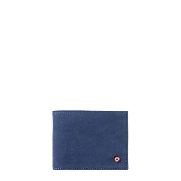 Portefeuille Italien Arthur 2.0 en cuir Nubuck Bleu de France