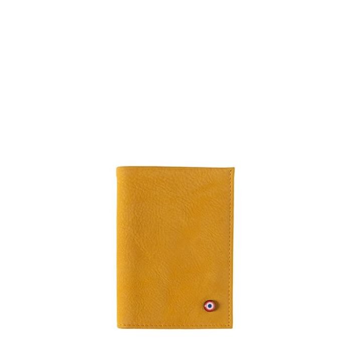 Petit portefeuille Victor en cuir Nubuck Soleil Jaune