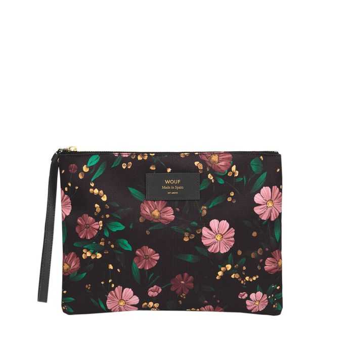 Pochette large XL 28cm Black flowers