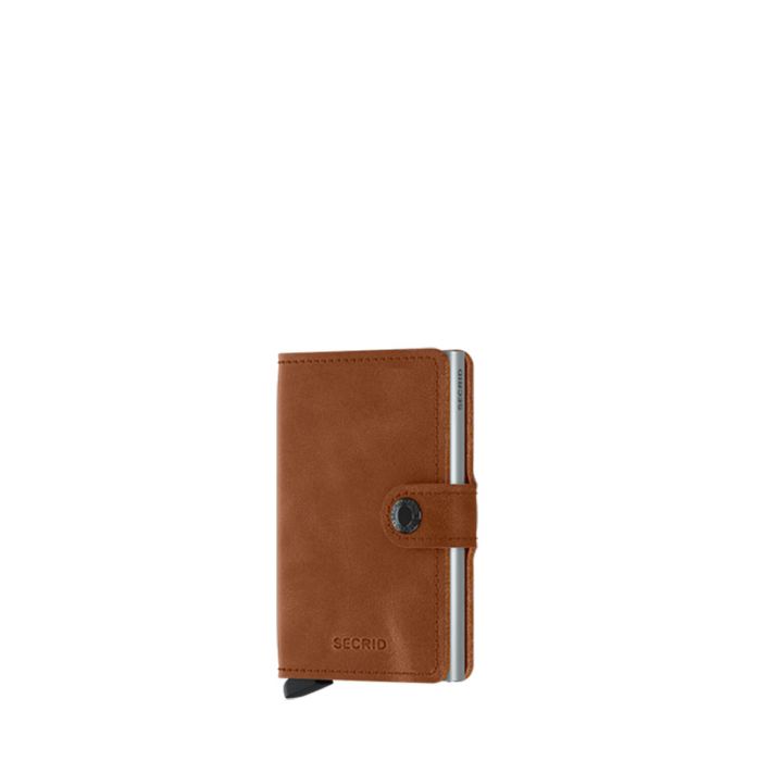 Porte-cartes Miniwallet Vintage anti-RFID 10.2 cm Cognac-silver